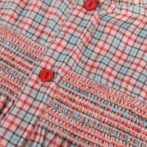 Ao76 Blouse Inuit Red Check Shirt En Rouge 7