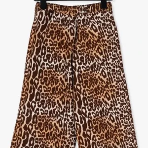 magasin Alix Mini Kids Woven Leopard Denim Wide Leg Pants En Marron 9