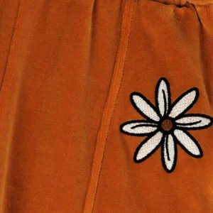 Carlijnq Pantalon De Jogging Flower – Flared Jogger Wt Embroidery En Cognac dernière tendance 7